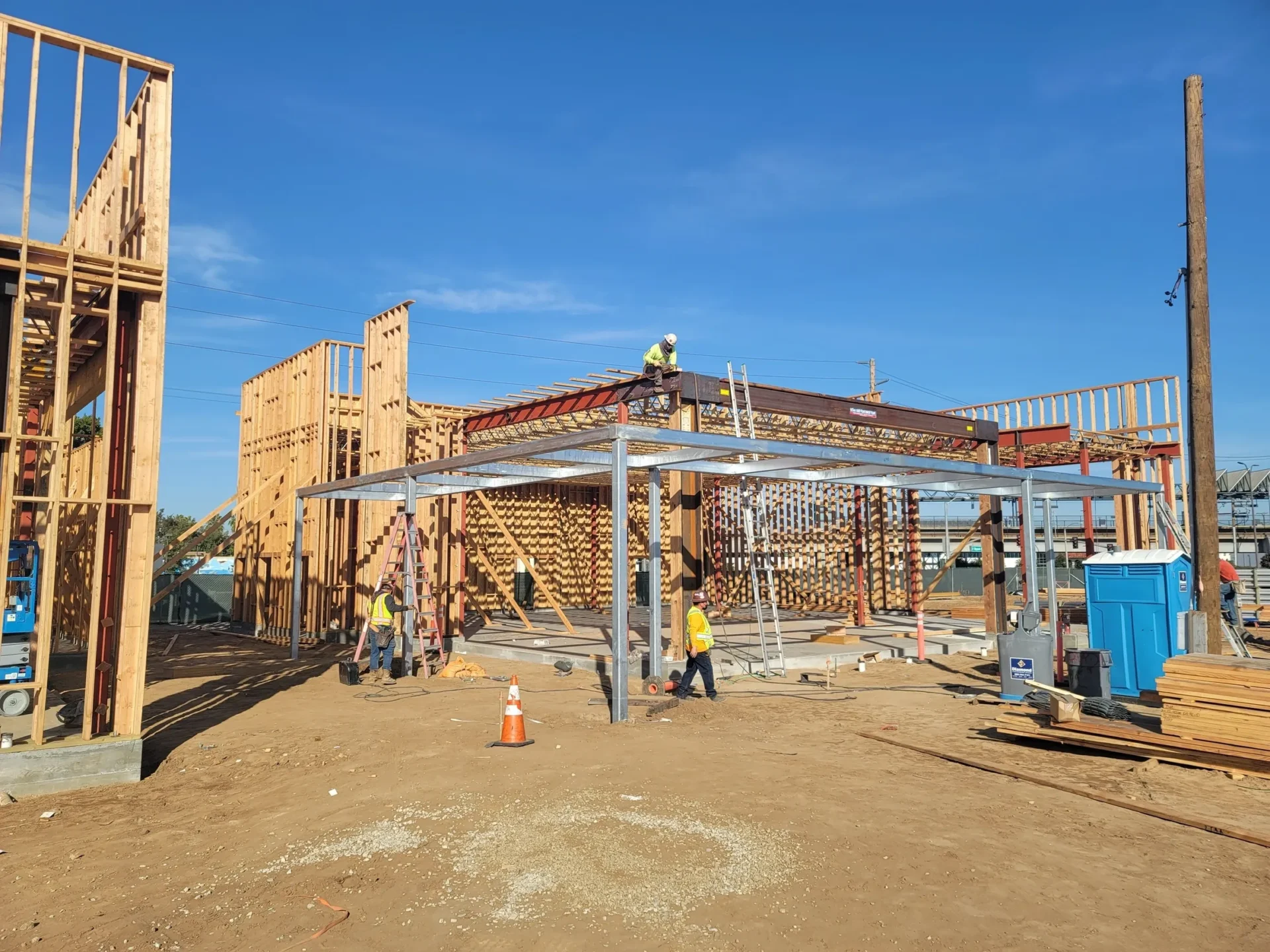 A group of people working on the construction site.